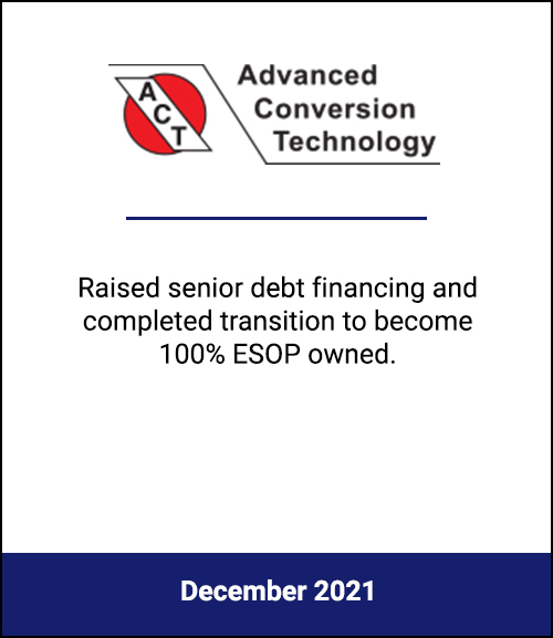 Military-Grade Power Systems Manufacturer Transitions to 100% ESOP Owned, Including Raising Senior Debt Financing